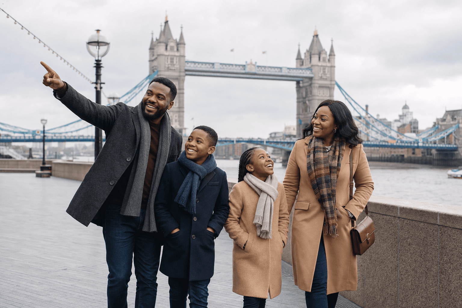 Family of travellers planning their trip together